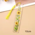 Acrylic Sunflower Bookmark with Yellow Tassel 10cm Cute Floral Page Marker Gift for Read - Faux Dried Flower Bookmark (10)