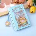 A7 acrylic shaker loose-leaf notebook cute cartoon grid journal diary with charm pendant - Cartoon Boy A7 Style (B476)