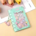 Carnet à anneaux mignon avec fenêtre shaker en acrylique, agenda kawaii pour étudiants. - Style Petite Fille Vert (B484) / 60 Feuilles (Taille A7)