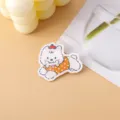 Cute cartoon white dog acrylic brooch badge, orange polka dot shirt pin for backpack decor - Red Hat Polka Dot Clothes Style (A1330)