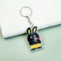 Mignon porte-clés en acrylique avec motif animal de dessin animé, accessoire de sac. - 1 Pendentif Lapin Noir (B382)