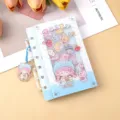 Joli carnet de notes à feuilles mobiles avec fenêtre shaker en acrylique et design de fille mignonne. - Style Petite Fille Violet (B485) / 60 Feuilles (Taille A7)