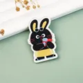 Cute cartoon animal acrylic brooch badge for schoolbag decoration and apparel pin accessory - 1 Black Rabbit (A1260)
