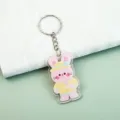 Joli porte-clés en acrylique lapin rose dessin animé mignon pendentif sac charm cadeau. - 2 Pendentif Lapin Rose (B383)