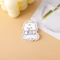 Cute cartoon white dog acrylic badge brooch, decorative pin for backpack and apparel. - Transparent Edge Lying Style (A1332)