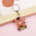 Cute brown pony acrylic keychain variant featuring sweet watermelon fruit design. - Pony Pendant Style 3 (B396)
