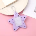 Portafotos acrílico de estrella lindo estuche de tarjeta ID con cadena para coleccionistas. - Estilo de Ensamblaje DIY (B452) / Púrpura