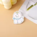 Cute cartoon puppy acrylic brooch badge, white dog pin with blue scarf for decoration. - Blue Scarf Yellow Star Style (A1334)