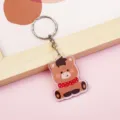 Cute cartoon brown pony acrylic keychain variant with red polka-dot scarf charm accessory. - Pony Pendant Style 4 (B397)