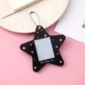 Portafotos de acrílico negro en forma de estrella bonito colgante para tarjetas con cadena - Negro