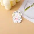 Cute cartoon white dog acrylic brooch badge, lovely backpack decorative pin pendant. - Yellow Earmuffs Heart Style (A1337)
