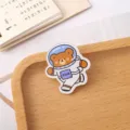 Cute astronaut bear acrylic brooch pin cartoon badge for students and lovely gifts daily wear - Space Bear (A1352)