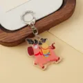 Cute cartoon horse acrylic keychain with blessing text, stylish and funny bag pendant charm. - Get Rich Instantly Style (B417)