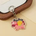 Cute cartoon horse acrylic keychain with funny blessing text for creative keyring bag pendant. - Make Fortune Instantly Style (B418)