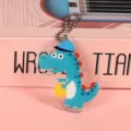 Süßer Cartoon blauer Dinosaurier Acryl Schlüsselanhänger doppelseitiger Taschenbehang. - Ballspielender Dinosaurier Anhänger (Y226)
