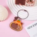 Cute cartoon acrylic guinea pig shaker keychain with wire ring and bell bag accessory - Big Mouth Guinea Pig (B297)