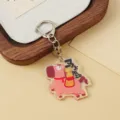 Simpatico portachiavi in acrilico con cavallo rosa e anello in metallo, ciondolo divertente. - Stile Successo All'istante (B422)