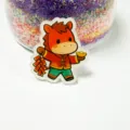 Cute cartoon horse acrylic brooch with festive design, ideal for holiday gifts and daily wear. - New Year Horse (X26)