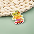 Cute cartoon crocodile acrylic brooch badge, fun animal skateboard pin for backpack accessories. - Crocodile Style (A1266)