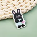 Cute black rabbit acrylic brooch pin, lovely cartoon animal badge for backpack clothes decor - Rabbit Style (A1267)