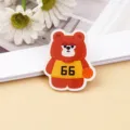 Cute cartoon red bear acrylic brooch badge with basketball and number 66 design accessory - Cute Bear (A1252)