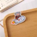 Cute astronaut pig acrylic brooch badge cartoon rocket pin student backpack accessory gift - Riding Rocket Pig (A1361)