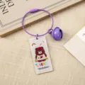 Cute cartoon bear acrylic keychain pendant with purple wire ring and bell, stylish schoolbag charm. - Purple Series Bear Keychain (B370)