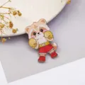 Cute cartoon animal acrylic brooch badge pendant, funny boxing design bag accessory. - Boxing Raccoon / Number A1243