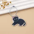 Acryl Cartoon schwarze Katze Schlüsselanhänger mit Perlenkette, süßer Anhänger für Tasche. - Schwarze Katze Stil 1