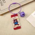 Cute cartoon bear keychain with purple steel wire ring bell and acrylic charm pendant bag decor. - Sweet Bear Keychain (B371)
