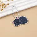 Niedlicher Acryl Schwarzer Kater Schlüsselanhänger Perlenkette Schlafende Katze Variante - Schwarze Katze Stil 2