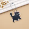 Süßer schwarzer Katzen Acryl Schlüsselanhänger mit Perlenkette, süßer Taschenanhänger. - Schwarze Katze Stil 3