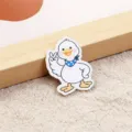 Cute acrylic duck brooch badge with blue polka dot scarf, cartoon animal clothing accessory. - Duck (A1285)