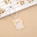 Niedlicher Cartoon Katze Acryl Schlüsselanhänger mit Perlenkette Schultasche Taschendekoration - Katzenstil 4 (B323)