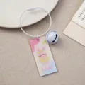 Süßer rosa Kaninchen Acryl Schlüsselanhänger mit Stahldraht und Glocke für die Tasche. - Hase Schlüsselanhänger (B349) / Mit Drahtseil Glocke