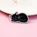 Cute sleeping black cat acrylic badge brooch for bags and clothes, stylish cartoon pin accessory. - Black Cat (A1237)