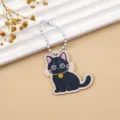 Acryl schwarze Katze Schlüsselanhänger süßer Tier Anhänger Perlenkette Schultasche Tasche - Schwarze Katze Stil 4
