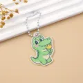 Cute cartoon crocodile acrylic keychain with bead chain for bag decoration and keys. - Crocodile Style 1