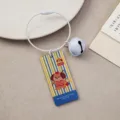 Llavero de acrílico muy bonito con cable de acero y campana, colgante de cachorro tierno. - Llavero de Perro (B351) / Con Cascabel Cable
