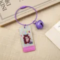 Cute cartoon bear acrylic keychain with purple wire ring and bell, stylish bag pendant. - Music Bear Keychain (B375)