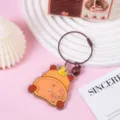 Cute Cartoon Acrylic Keychain Guinea Pig Shaker Pendant with Wire Loop and Bell Charm. - Crawling Guinea Pig (B300)