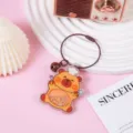 Cute cartoon bear acrylic keychain shaker pendant with steel wire ring and bell bag accessory. - Chef Guinea Pig (B301)