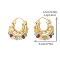 Pendientes de aro dorados perlas piedra natural estilo vacaciones elegante chic. - Pendientes de Aro Estrella Piedra de Color