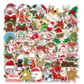 Christmas waterproof vinyl stickers detail view, cartoon decals for water bottle phone case. - DD138 Christmas Style 3 / 50 Pieces/Pack