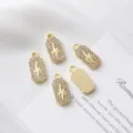 Detailed view of gold lightning bolt charms with rhinestone pave and textured back - Flash / 19mm*8.5mm / Gold (Full Rhinestone)