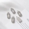 Macro view of silver lightning bolt rectangular charms with pavé set white stones for DIY - Flash / 19mm*8.5mm / Silver (Full Zirconia)