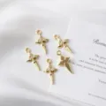Detail of gold plated cross charms with sparkling rhinestones for DIY jewelry making - Zirconia Cross / 23mm*12mm / Gold (with Zirconia)