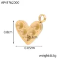 Details zu den Abmessungen des goldenen Herzanhängers aus Edelstahl mit Breitenangabe - 3D V-Nut Herz Anhänger (AP41762D00)