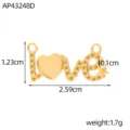 Nahaufnahme von goldenem Edelstahl Liebe Herz Anhänger mit Maßen und Gewicht - LOVE Brief Herz Stern Kombination Anhänger (AP43248D)