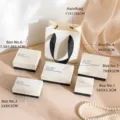 Ensemble de boîtes à bijoux crème et sac à main de différentes tailles pour colliers - Boîte à couvercle / Taille 4 (9x9x3cm) / Blanc Noir